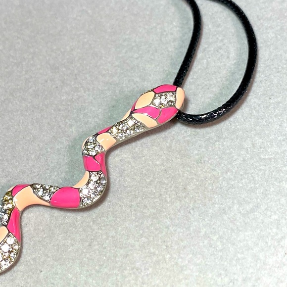 Pink Metal Snake Cord Necklace 24”-26” - Picture 3 of 3